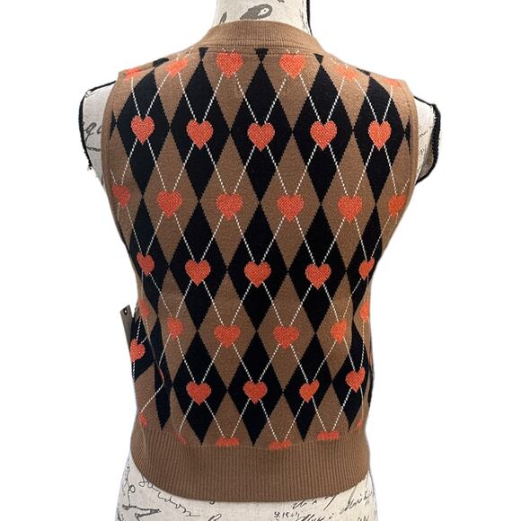 NWT Anthropologie Vera Jacquard Sweater Vest in Heart Print - Picture 5 of 6